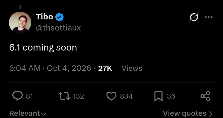 tibo just said "6.1 coming soon"