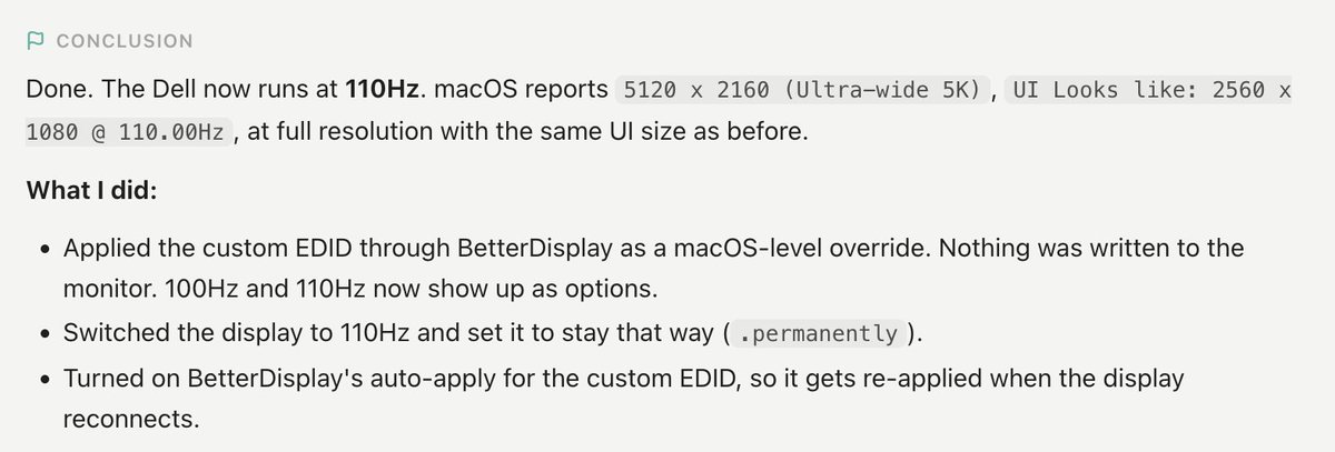 me: why did my macbook pro m4 has 120hz on this dell monitor, but my m1 max mac studio does only 60hz