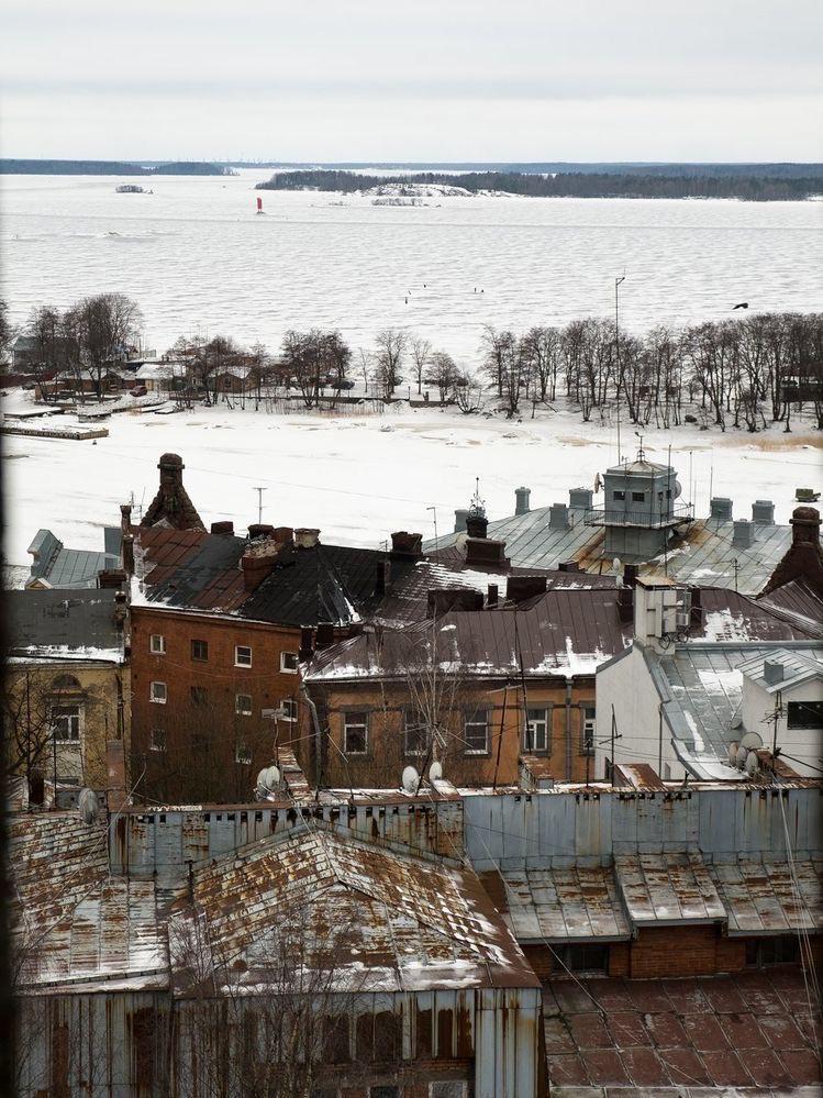 Decaying historic roofs of Vyborg (formerly Viipuri, Finland), Russia